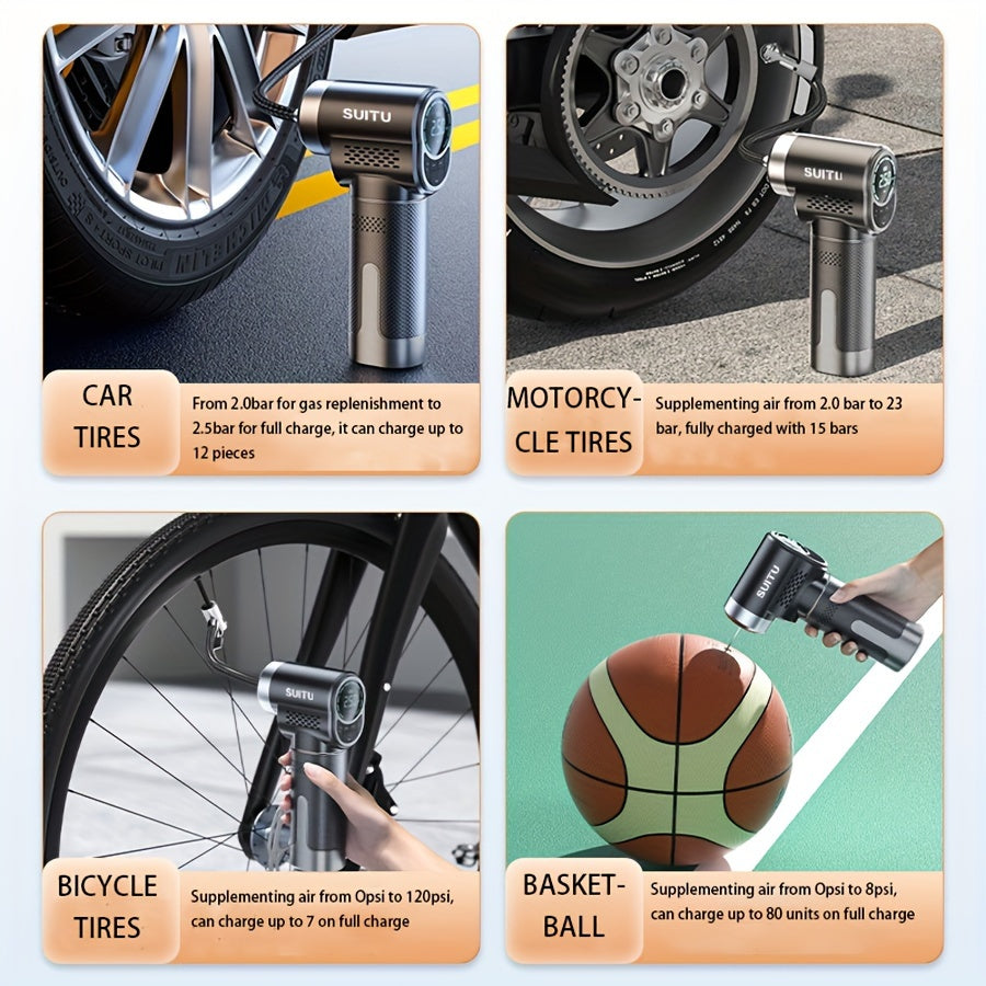 150PSI Handheld Air Compressor Electric Wireless Portable Tire Inflator Pump Digital Display LED Lighting, For Car Motorcycle Bicycle Balls