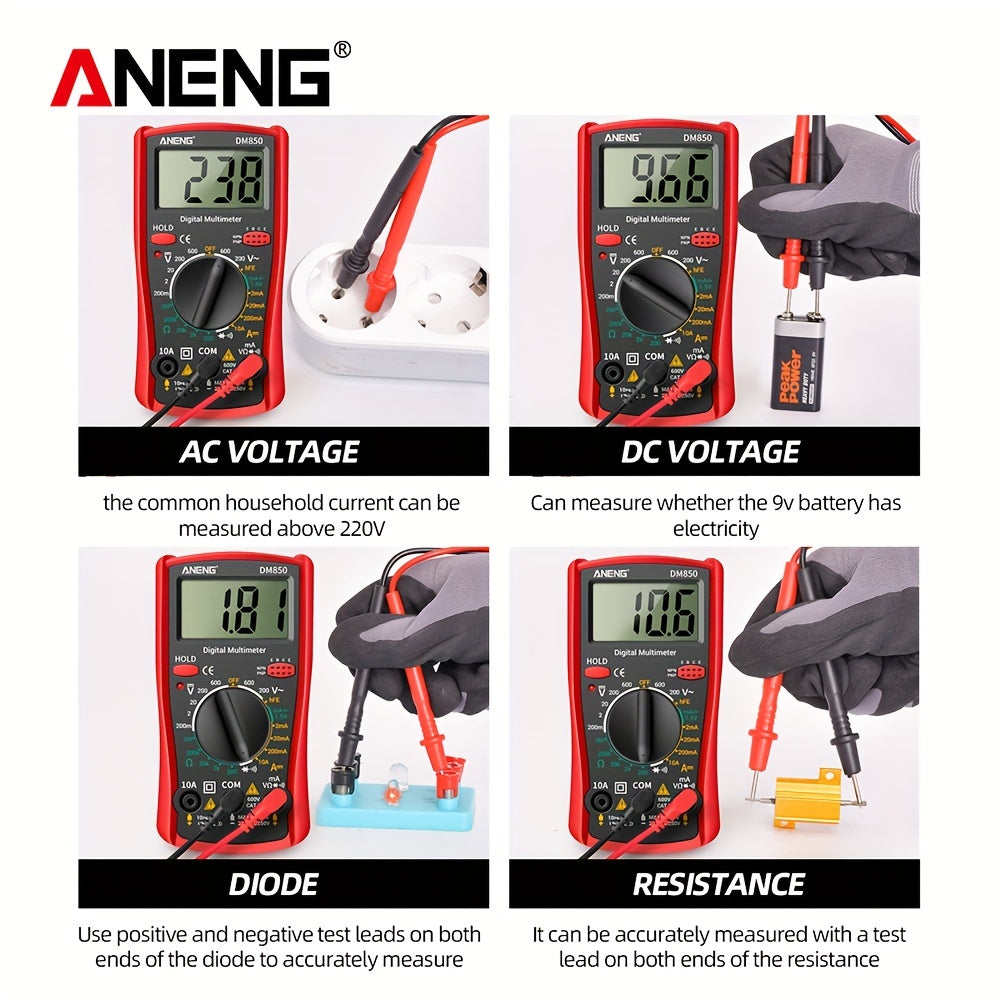DM850 Automatic Professional Digital Multimeter 1999 Counts Auto AC/DC Voltage Tester Ohm Current Ammeter Detector Tool