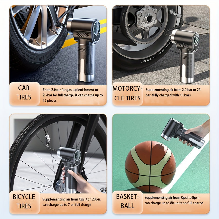 150PSI Handheld Air Compressor Electric Wireless Portable Tire Inflator Pump Digital Display LED Lighting, For Car Motorcycle Bicycle Balls