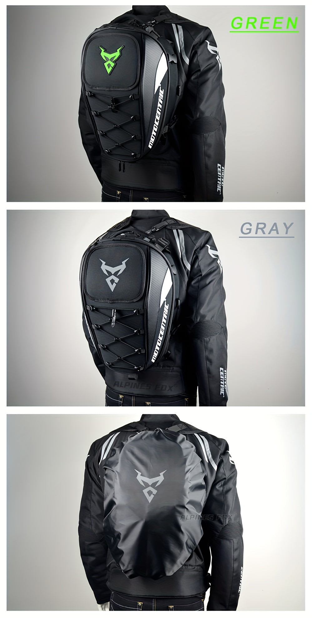 MOTOCENTRIC Waterproof Motorcycle Tail Bag Multi-functional Durable Rear Seat Bag 37L High Capacity Rider Helmet Backpack