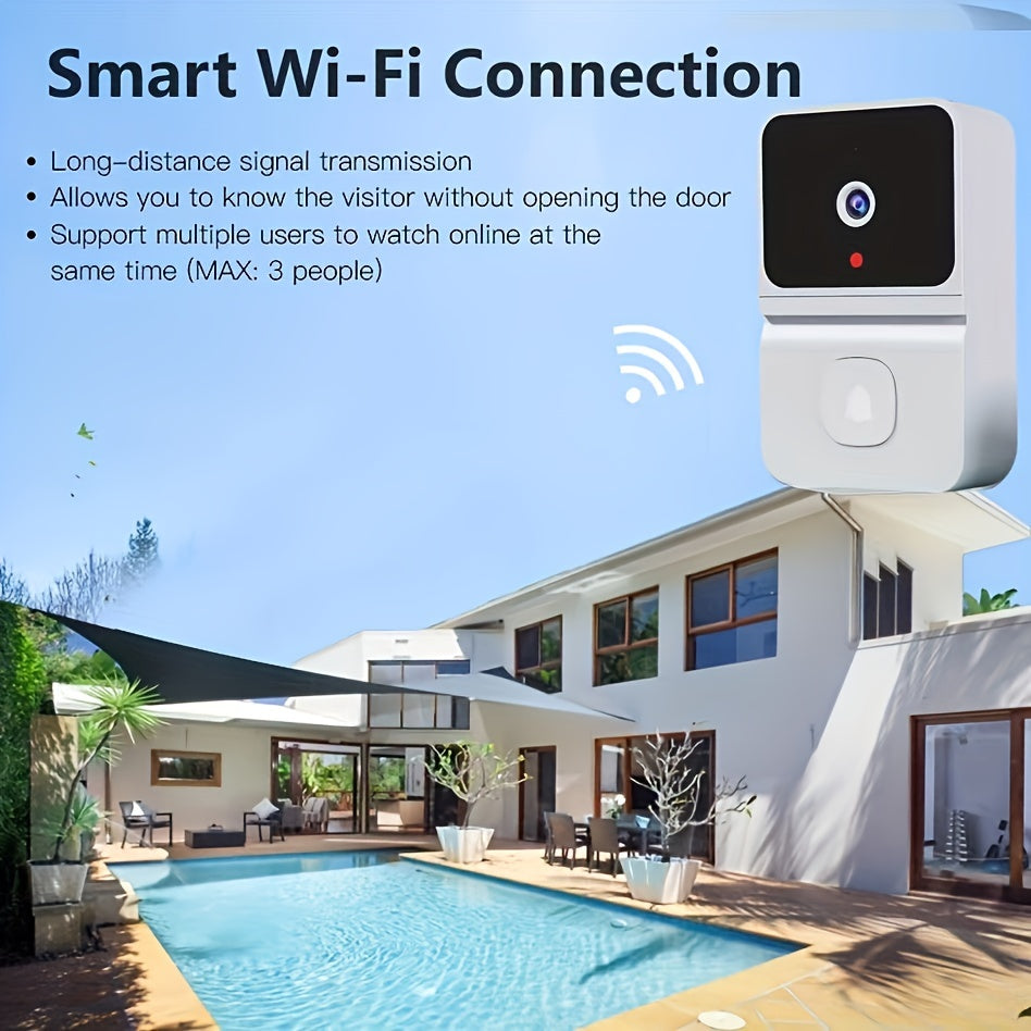 [Popular Choice] Smart WiFi Doorbell with Built-in Battery - Wireless Security Video Intercom, 2-Way Audio, Night Vision, USB Rechargeable, Low Power Consumption, Supports 2.4G Wifi