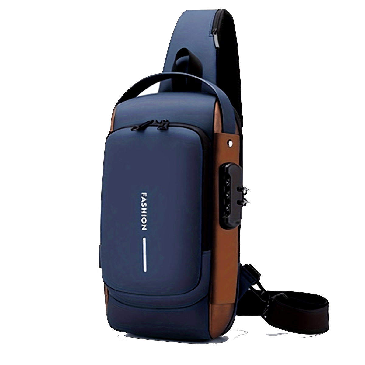 Men's Anti-Theft Password Lock Chest Bag - Fashionable Motorcycle and Leisure Sports Crossbody Bag, Durable Fabric, Adjustable Shoulder Strap