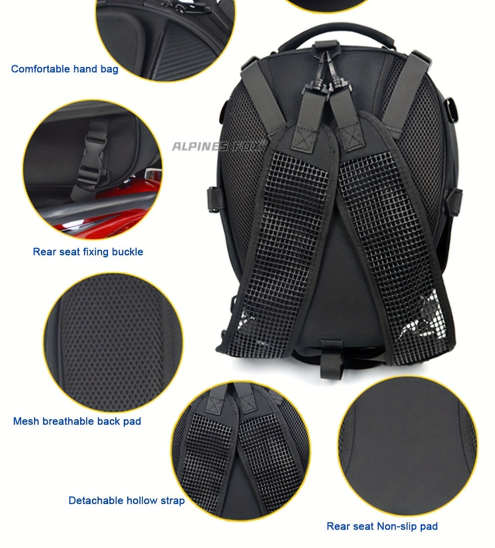 MOTOCENTRIC Waterproof Motorcycle Tail Bag Multi-functional Durable Rear Seat Bag 37L High Capacity Rider Helmet Backpack