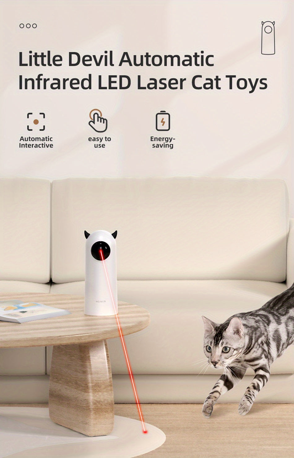 Automatic Laser Light Pet Toy - Interactive, Smart for Cats, No Battery Included