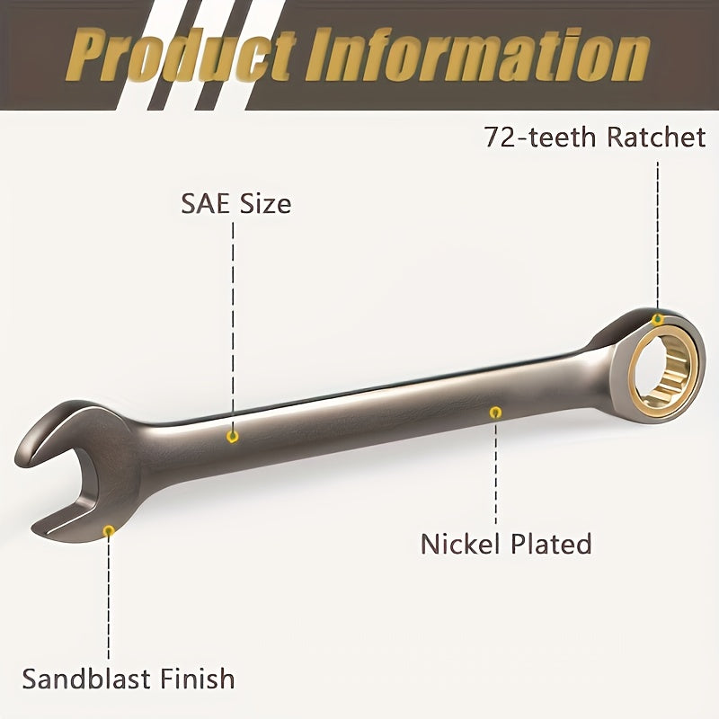 Black Nickel Fixed Head Ratchet Metric Wrench Set 6-19mm with Rolling Bag 72 Teeth Industrial Chrome Vanadium Steel Material Rust-Resistant for Motorcycle and Bicycle Repair