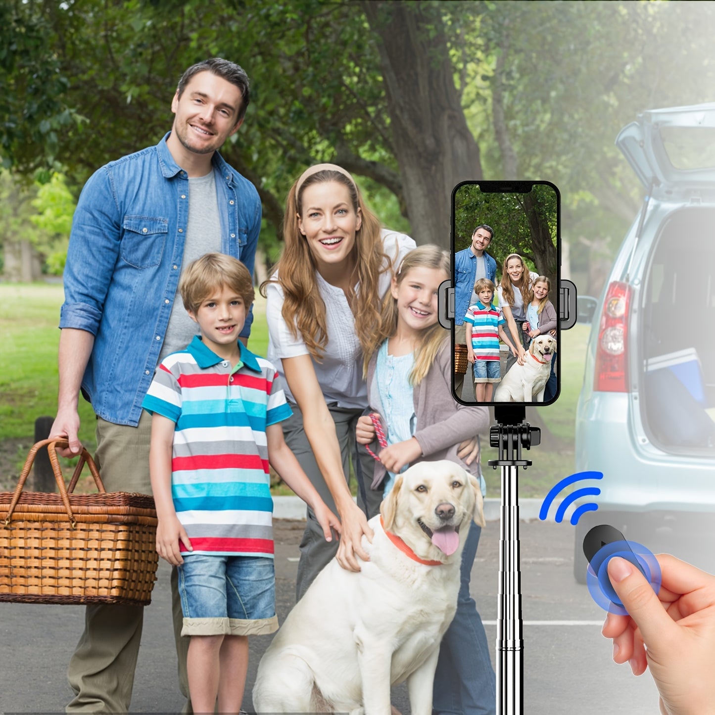 101.6cm Phone Selfie Stick Tripod, Extendable Selfie Stick All-in-One Smartphone Tripod Stand with Wireless Remote 360° Rotation