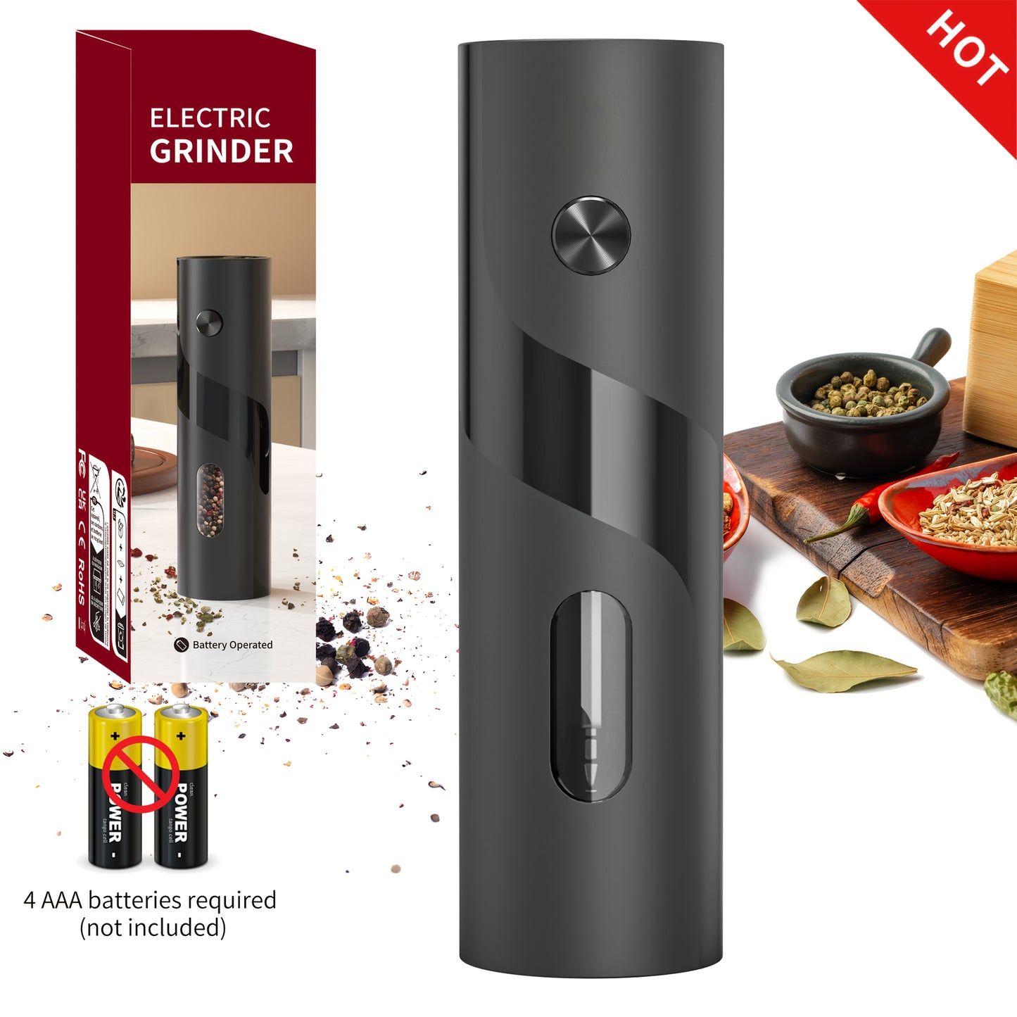 CLITON Electric Pepper Grinder, 3 in 1, Automatic Kitchen Grinder