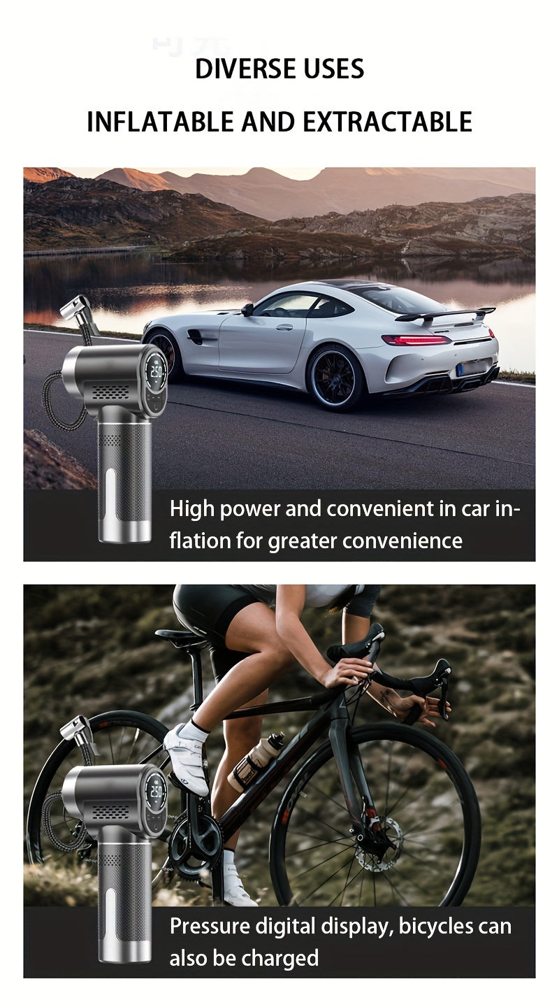 150PSI Handheld Air Compressor Electric Wireless Portable Tire Inflator Pump Digital Display LED Lighting, For Car Motorcycle Bicycle Balls
