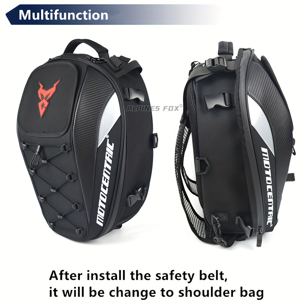 MOTOCENTRIC Waterproof Motorcycle Tail Bag Multi-functional Durable Rear Seat Bag 37L High Capacity Rider Helmet Backpack
