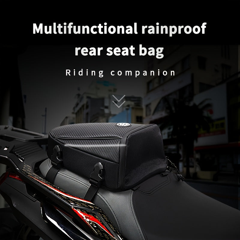 STAR FIELD KNIGHT Motorcycle Rear Seat Bag, Waterproof Multifunctional ATV Tail Bag with Large Capacity, Rainproof Riding Companion Crossbody Bag with Detachable Rain Cover