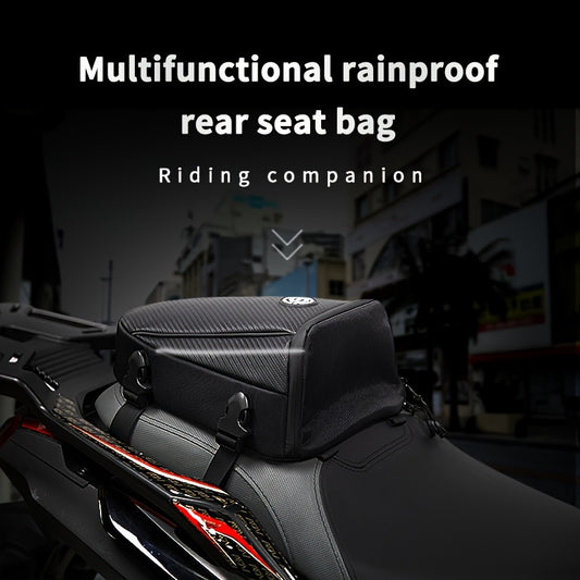 STAR FIELD KNIGHT Motorcycle Rear Seat Bag, Waterproof Multifunctional ATV Tail Bag with Large Capacity, Rainproof Riding Companion Crossbody Bag with Detachable Rain Cover