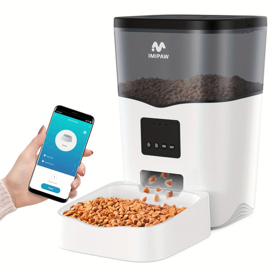 IMIPAW 3L Smart WiFi Pet Feeder - Automatic Cat & Dog Food Dispenser with App Control, Up to 20 Meals per Day, USB-Powered