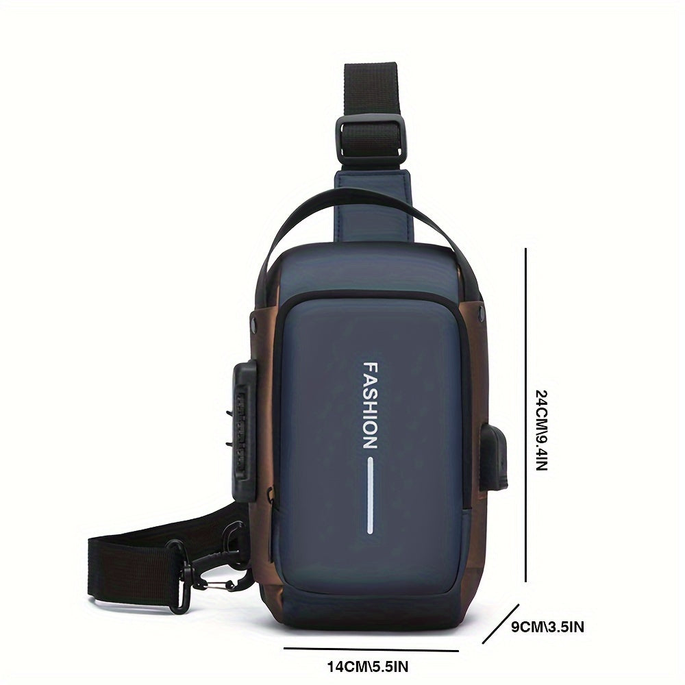 A Simple Crossbody Bag for Women, Featuring a Motorcycle Style And a Shoulder Strap with a Combination Lock.